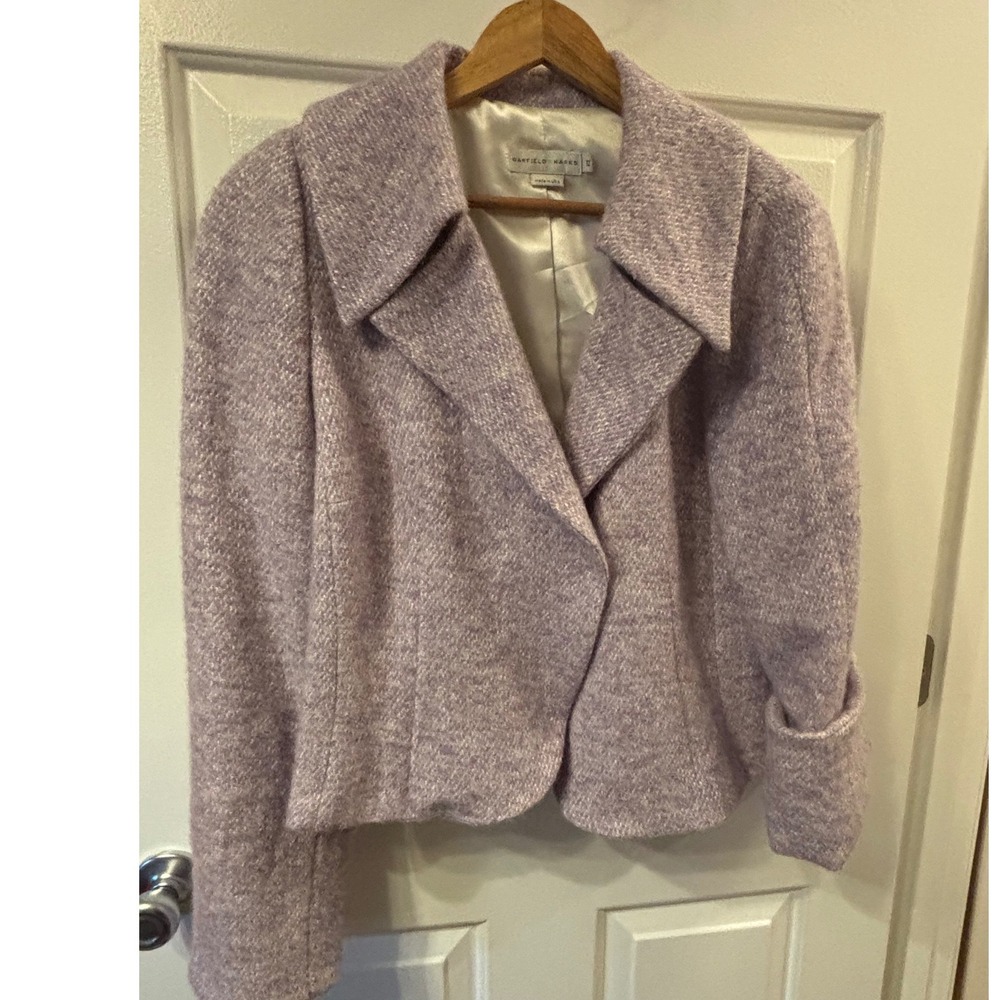 Garfield & Marks Moony Jacket Lavender Purple Boucle Wool Blend Blazer Size 12